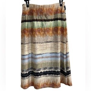 Robert Louis Petite Skirt - Orange/Sage Print Size Women’s Petite Medium